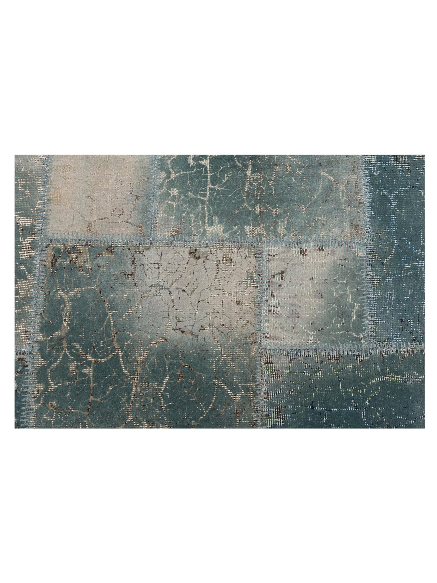 Turkish Vestige Patchwork 129037 Blue 8.3x9.10 Hand Knotted Rug