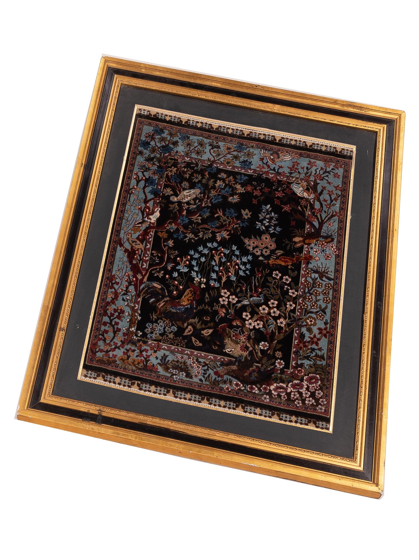 Pure Silk 109126 Black Blue 1.8x2.2 Hand Knotted Rug