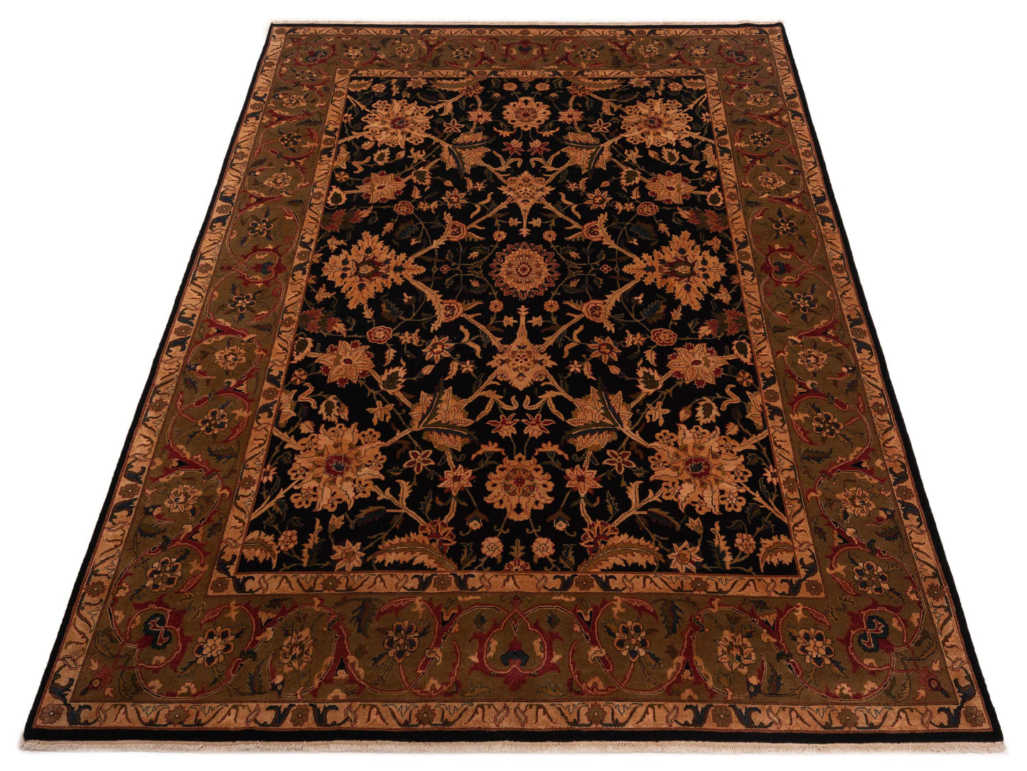 Jahan 83585 Black Olive 8.11x12.4 Hand Knotted Rug