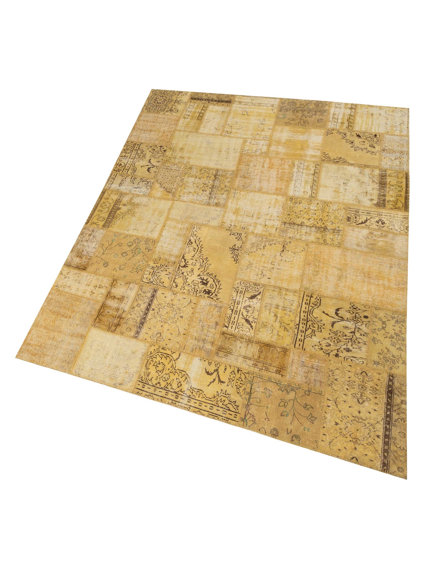 Turkish Vestige Patchwork 131008 Yellow 9x11.11 Hand Knotted Rug