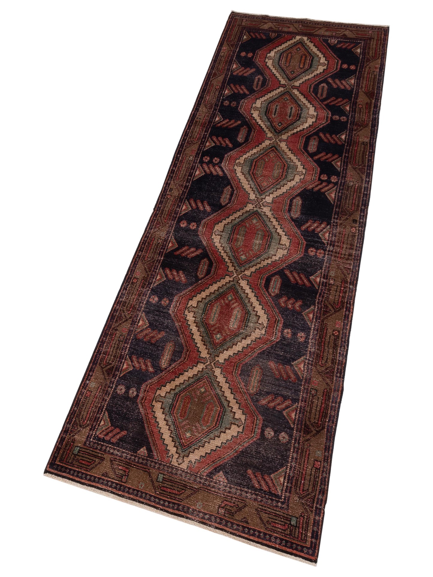 Persian 147319 Red Brown 2.10x9.6 Hand Knotted Rug