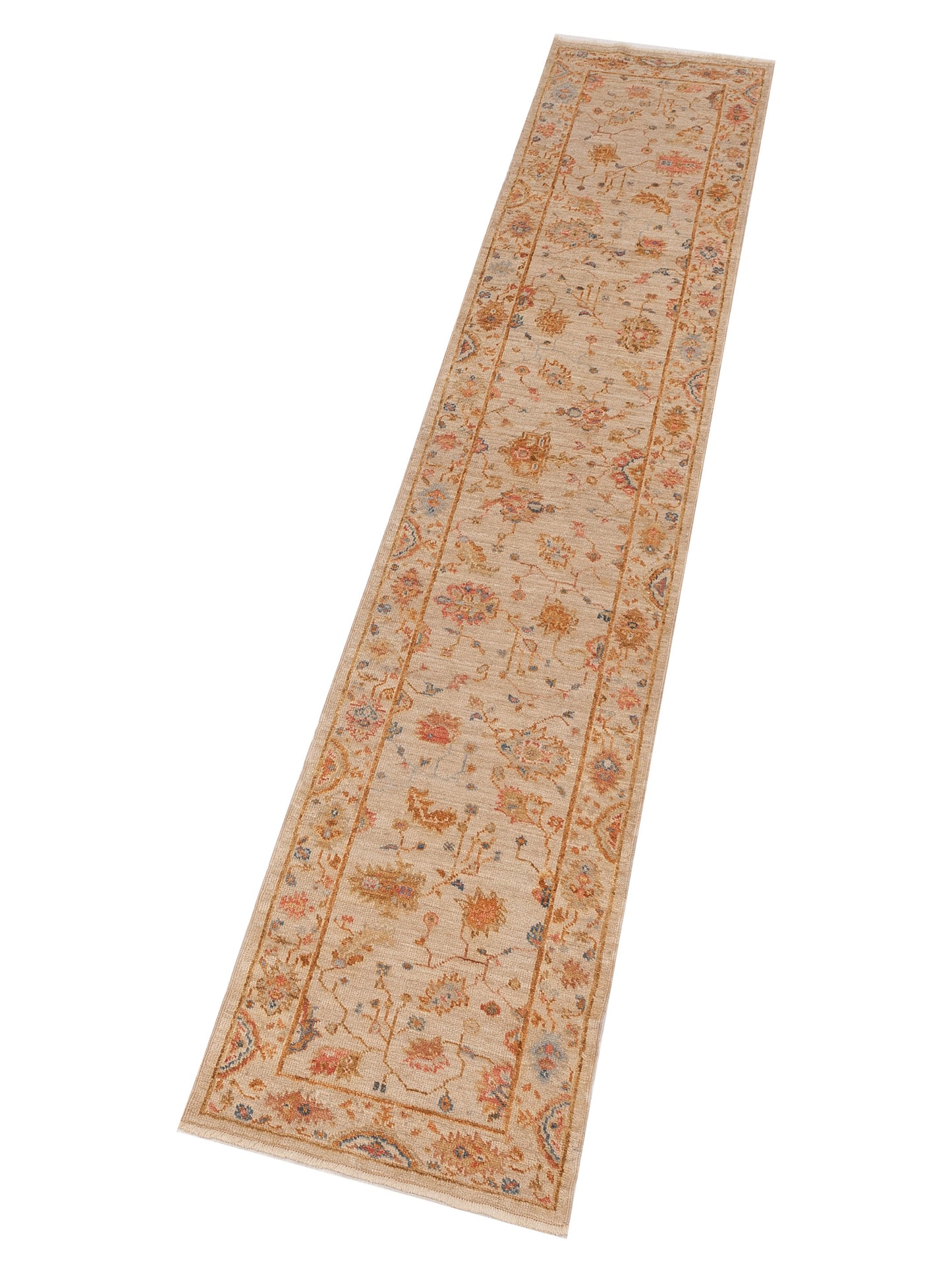 Angora Oushak 149638 Ivory Ivory 2.6x13.7 Hand Knotted Rug