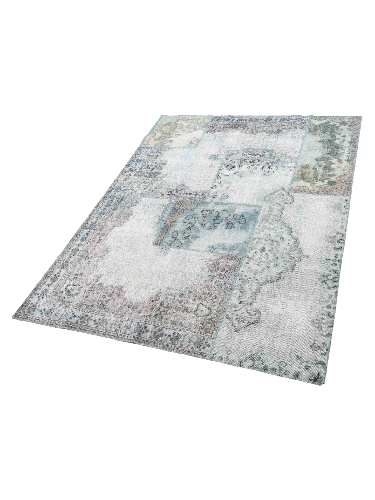 Turkish Vestige Patchwork 130962 Light Blue 9.1x12 Hand Knotted Rug