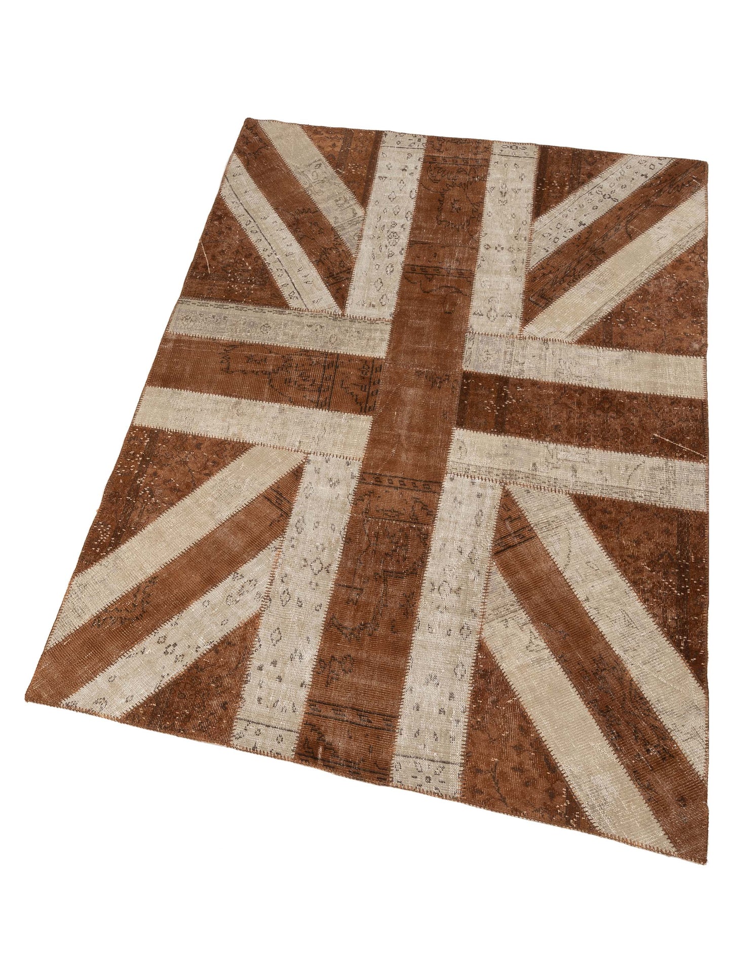 Turkish Vestige Patchwork 114673 Brown Ivory 6.8x9.10 Hand Knotted Rug